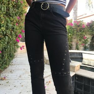 COTTON ON FADED BLACK DENIM EYELET SKINNY JEANS